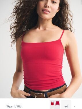 Abercrombie & Fitch Red Square-Neck Slim Camisole